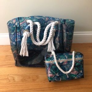 Nautical Beach Bag with matching Makeup Case